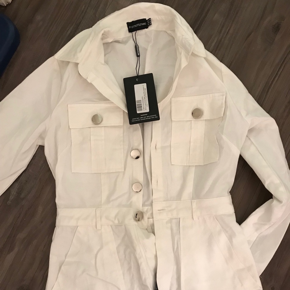 PRETTYLITTLETHUNG WHITE UTILITY JUMPSUIT - Picture 2 of 8